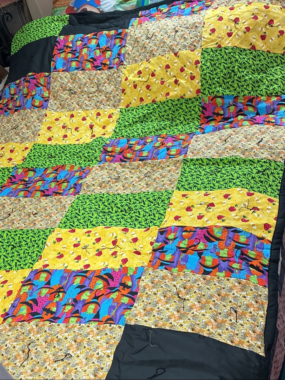 Handmade Multicolor Patchwork twin Quilt or bedding topper